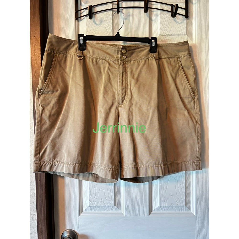 Lauren Ralph Lauren Khaki Chino Shorts Womens 20W Tan Cotton Twill Flat Front
